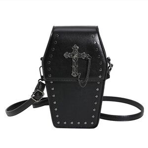 8153 Gothic Purse Coffin Shape Crossbody Bag Mini Punk Small Bag